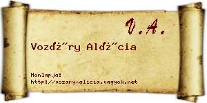 Vozáry Alícia névjegykártya